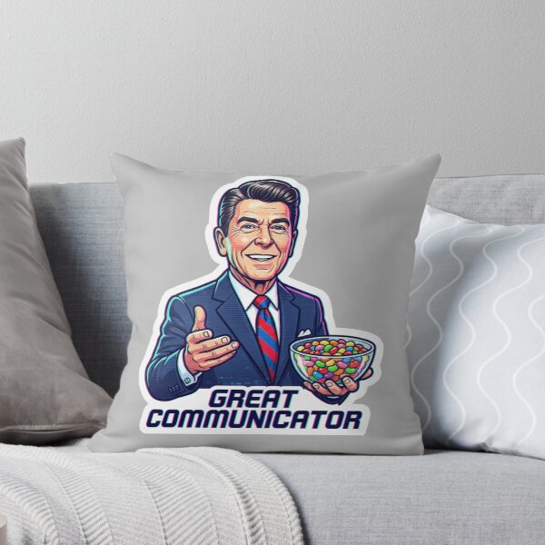 Item preview, The Gipper: 80s Satellite Broadcast Sticker designed and sold by CleverCulture.