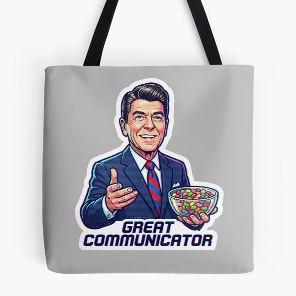 Item preview, The Gipper: 80s Satellite Broadcast Sticker designed and sold by CleverCulture.