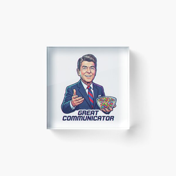 Item preview, The Gipper: 80s Satellite Broadcast Sticker designed and sold by CleverCulture.