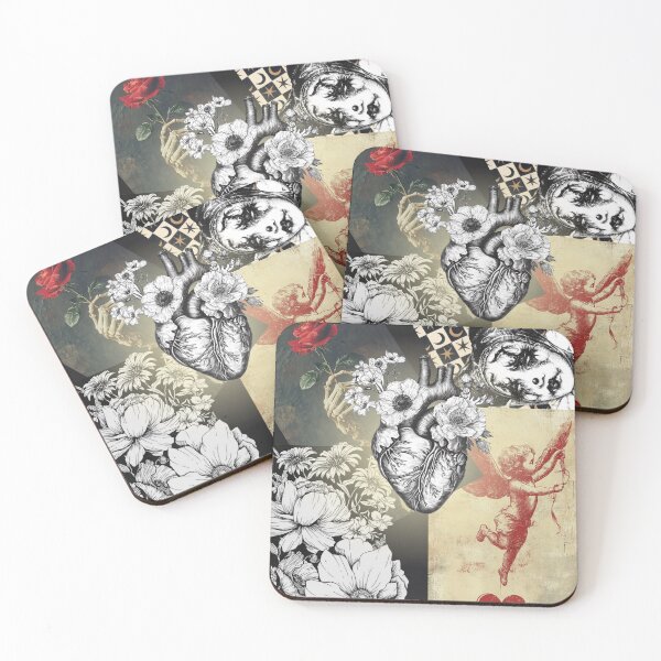 Item preview, Vintage Dark Surrealism Collage - Harlequin, Heart and Cupid designed and sold by VibeArtShop.
