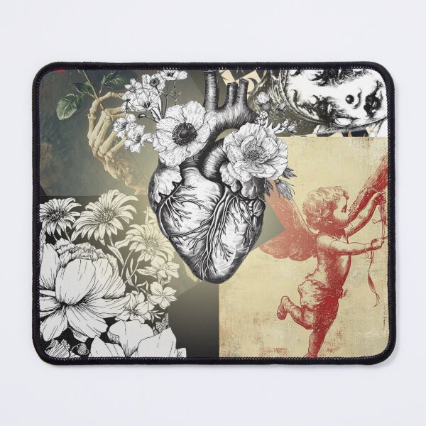 Item preview, Vintage Dark Surrealism Collage - Harlequin, Heart and Cupid designed and sold by VibeArtShop.