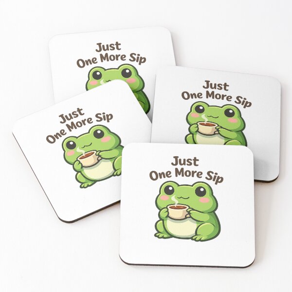 Item preview, Cute Frog Drinking Tea – Just One More Sip Funny Frog Meme designed and sold by MrDev.