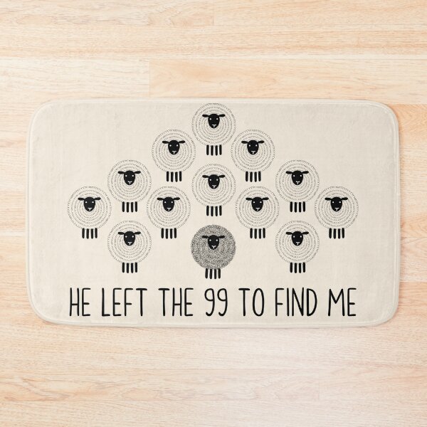 Item preview, He Left the 99 to Find Me Black and White Cute Sheep Doodle designed and sold by Forevermore.