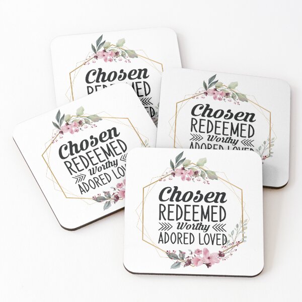Item preview, Chosen Redeemed Worthy Adored Loved - Christian inspirational word art designed and sold by BbCherryT.
