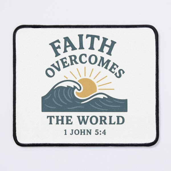 Item preview, Faith Overcomes the World – 1 John 5:4 Christian Ocean Wave Scripture Design designed and sold by SoulThread Studio.