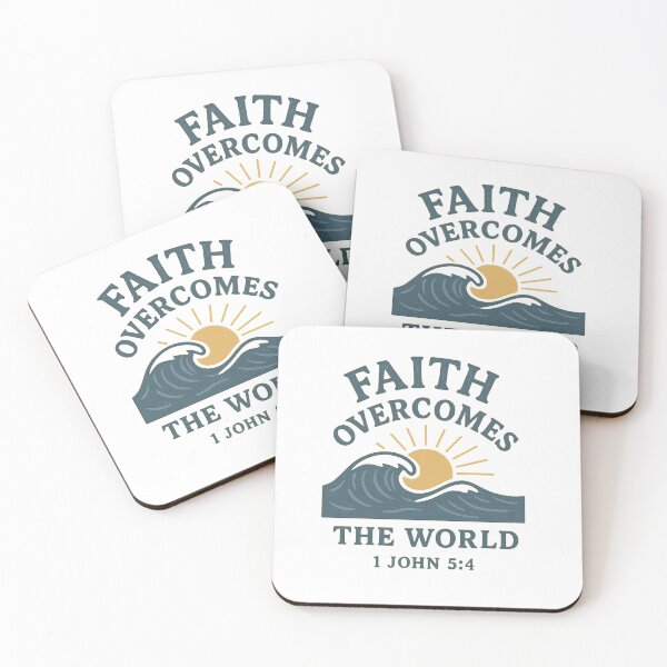 Item preview, Faith Overcomes the World – 1 John 5:4 Christian Ocean Wave Scripture Design designed and sold by SoulThread Studio.