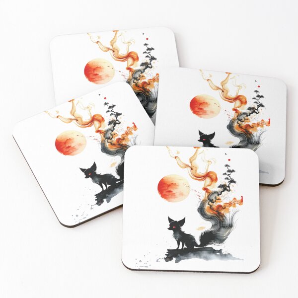 Item preview, Nine-tailed fox juvenile and Moon designed and sold by カイトラボ.