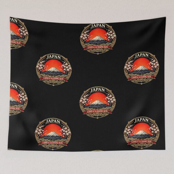 Item preview, Japan Mount Fuji Sakura – Land of the Rising Sun Vintage Travel Emblem T-Shirt designed and sold by Culture Atlas .