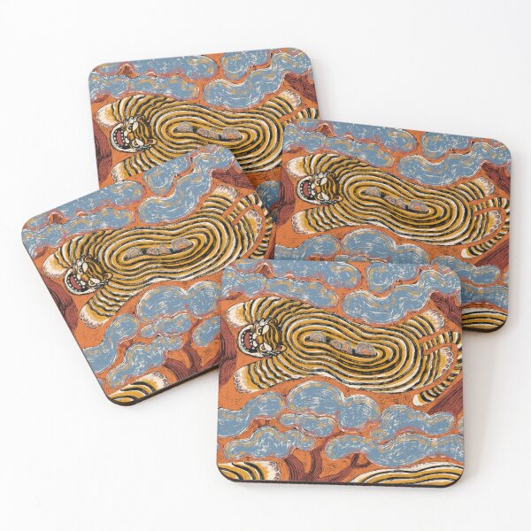 Item preview, Hand-Painted Zen Tiger in Warm Orange Repeat Pattern designed and sold by Z&C.