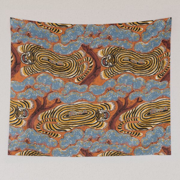 Item preview, Hand-Painted Zen Tiger in Warm Orange Repeat Pattern designed and sold by Z&C.