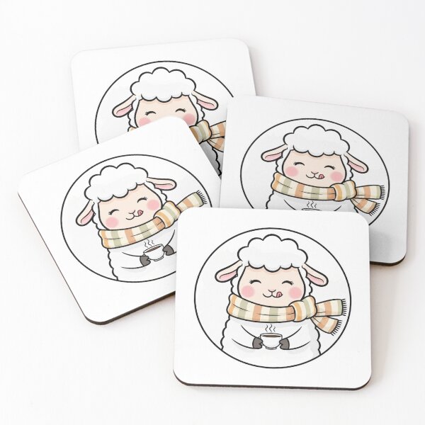 Item preview, Cute Cozy Sheep Drinking Coffee – Kawaii Animal Sticker designed and sold by MongOficial.