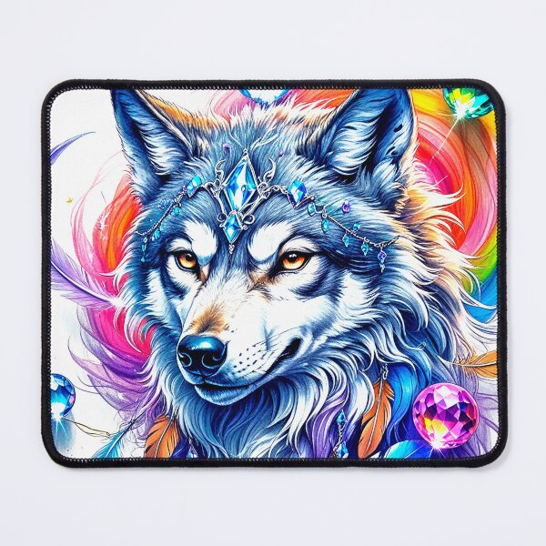 Item preview, Native American Exquisite Wolf Face With Feathers Design designed and sold by DEC02.