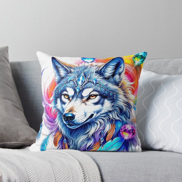 Item preview, Native American Exquisite Wolf Face With Feathers Design designed and sold by DEC02.