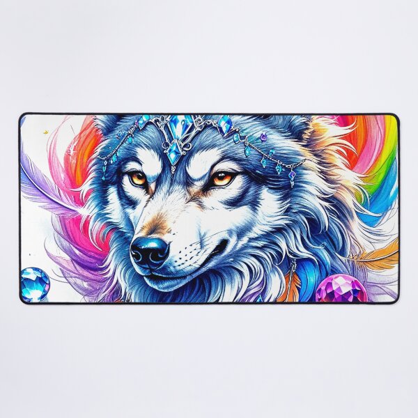 Item preview, Native American Exquisite Wolf Face With Feathers Design designed and sold by DEC02.