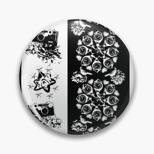 Item preview, Floral Travel Snapshots Striped Black on White designed and sold by Digitalmyth's Designs.