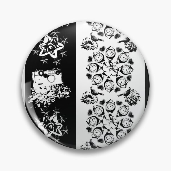 Item preview, Floral Travel Snapshots Striped White & Black designed and sold by Digitalmyth's Designs.