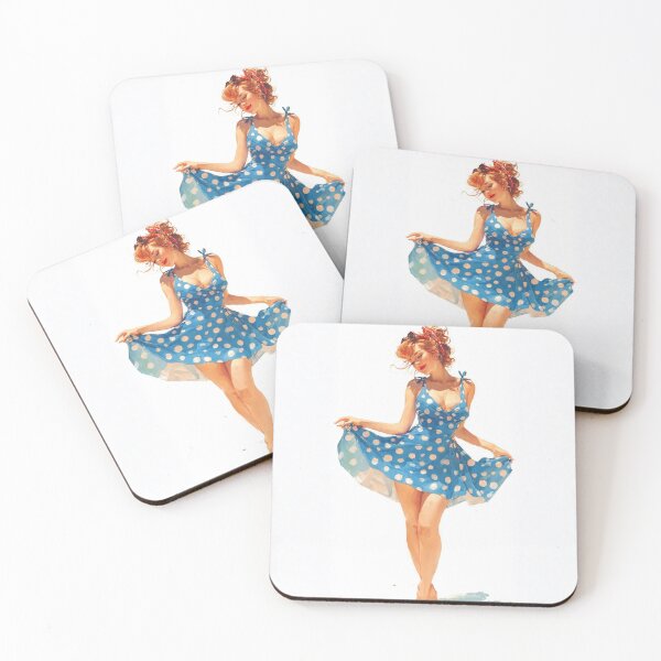 Item preview, Retro 1950s Polka-Dot Pin-Up - Vintage Gouache Illustration  designed and sold by SunPeachRetro.