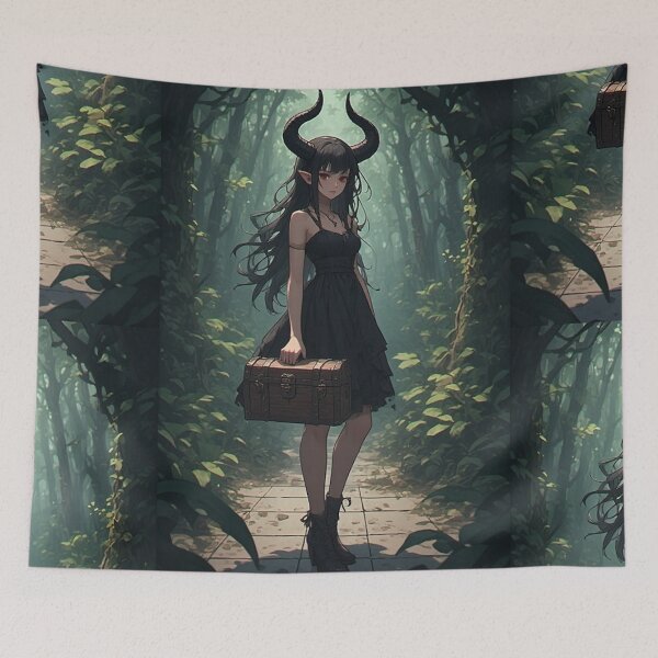 Item preview, Gothic girl holding a chest designed and sold by ArtsJulian.