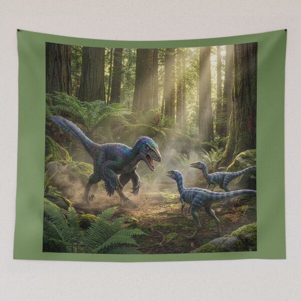 Item preview, Velociraptor Meets Two Compsognathus designed and sold by Tridentulus.