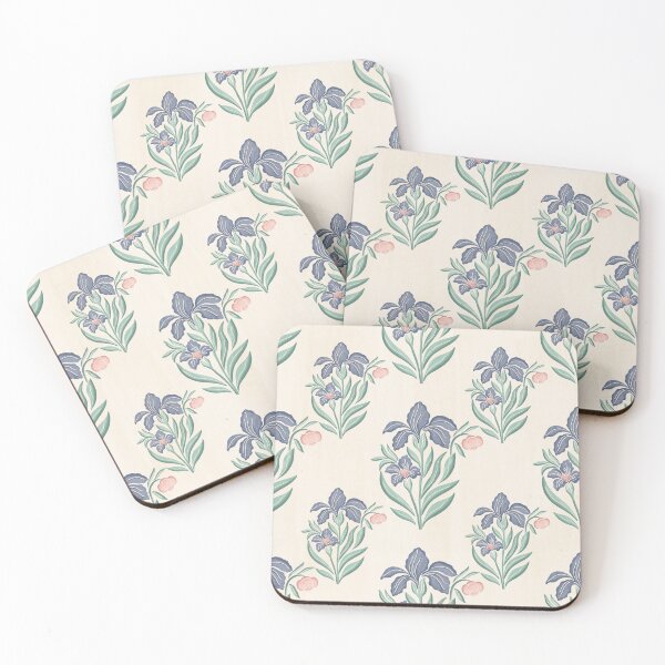 Item preview, Large scale Vintage Blue Iris Floral Seamless Pattern Botanical Illustration designed and sold by DColourMuse.