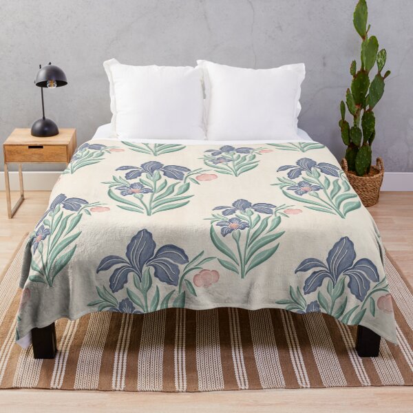 Item preview, Large scale Vintage Blue Iris Floral Seamless Pattern Botanical Illustration designed and sold by DColourMuse.