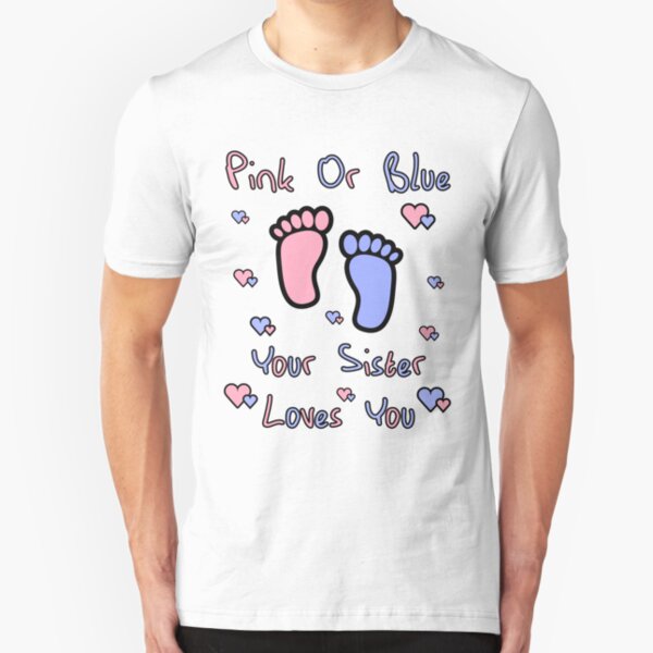 pink or blue sister loves you gender reveal party gift idea Slim Fit T-Shirt
