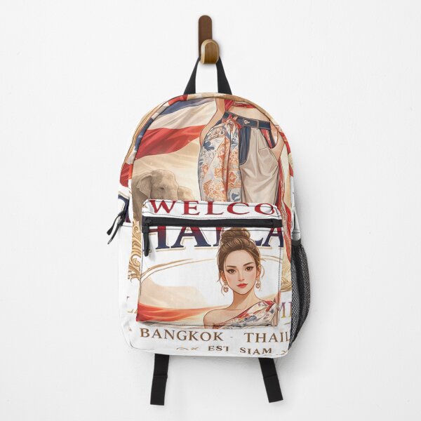 Item preview, Welcome Thailand – Land of Smiles | Bangkok Travel Poster | Thai Culture Vintage Illustration designed and sold by Inkora-Art.