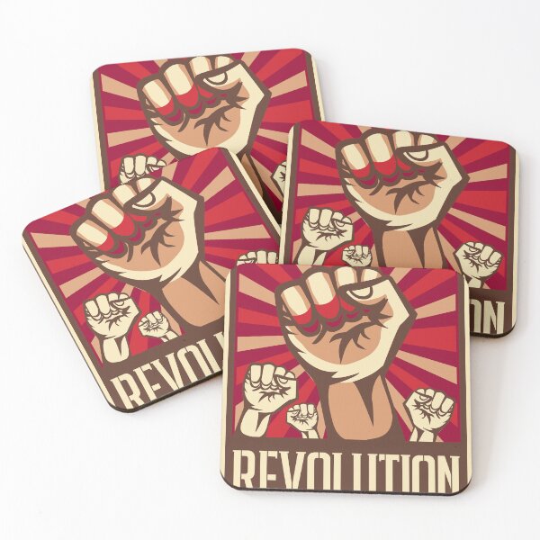 Item preview, Retro Revolutionary Poster - "Revolution" Wake Up And Fight! Fists Raised designed and sold by Hipatye26.