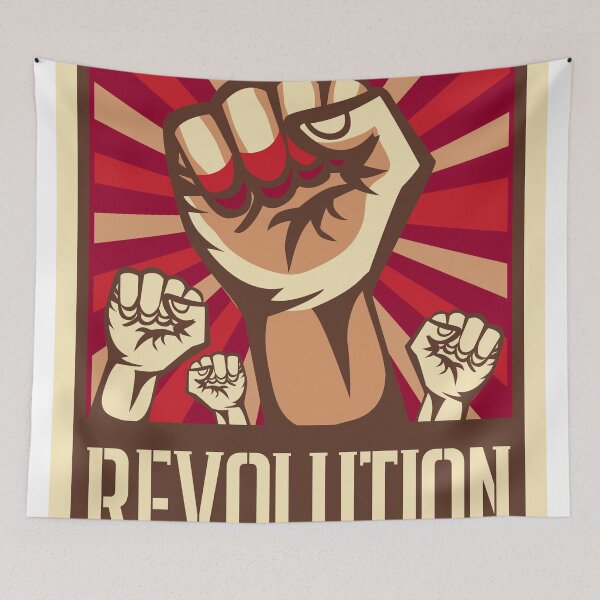 Item preview, Retro Revolutionary Poster - "Revolution" Wake Up And Fight! Fists Raised designed and sold by Hipatye26.