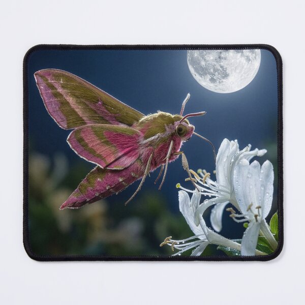 Item preview, Elephant Hawk Moth on Honeysuckle Under Full Moon designed and sold by Tridentulus.