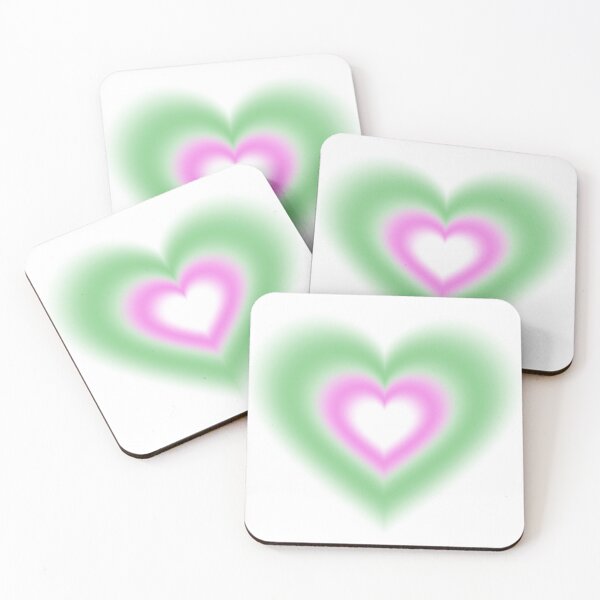 Item preview, Green and neon pink blurry hearts designed and sold by serenebookworm.