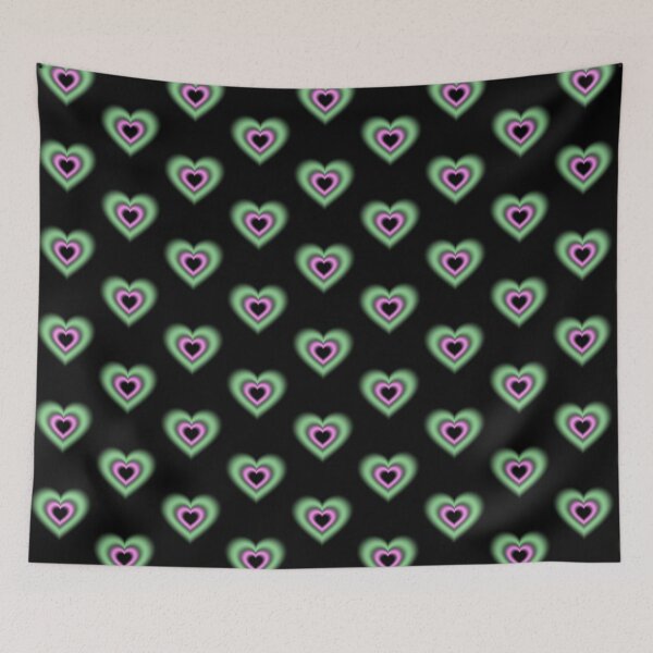 Item preview, Green and neon pink blurry hearts designed and sold by serenebookworm.