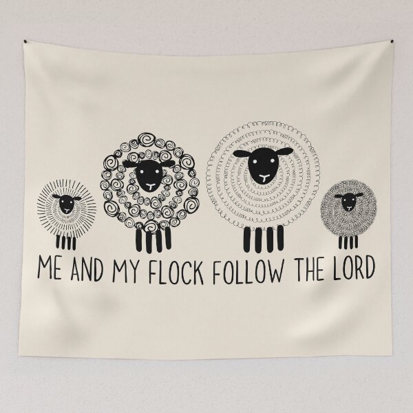 Item preview, Cute Sheep Family Doodle Me and My Flock Follow the Lord designed and sold by Forevermore.