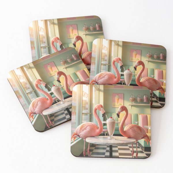 Item preview, Flamingos Share a Milk Shake designed and sold by Tridentulus.
