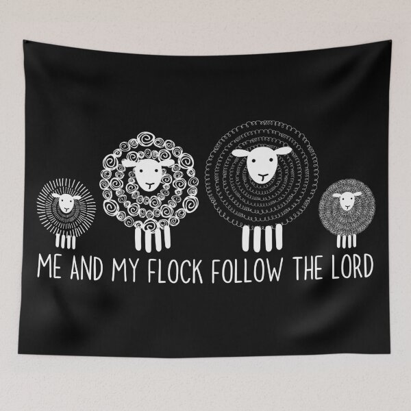 Item preview, Cute Sheep Family Doodle Me and My Flock Follow the Lord designed and sold by Forevermore.