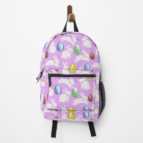 Item preview, Watercolor Easter Eggs and White Bunny Silhouette Seamless Pattern on Purple Background designed and sold by FestivityFinds.