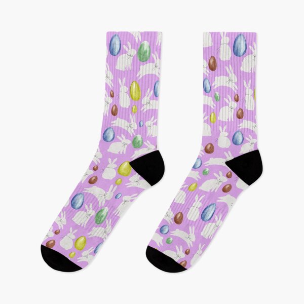 Item preview, Watercolor Easter Eggs and White Bunny Silhouette Seamless Pattern on Purple Background designed and sold by FestivityFinds.