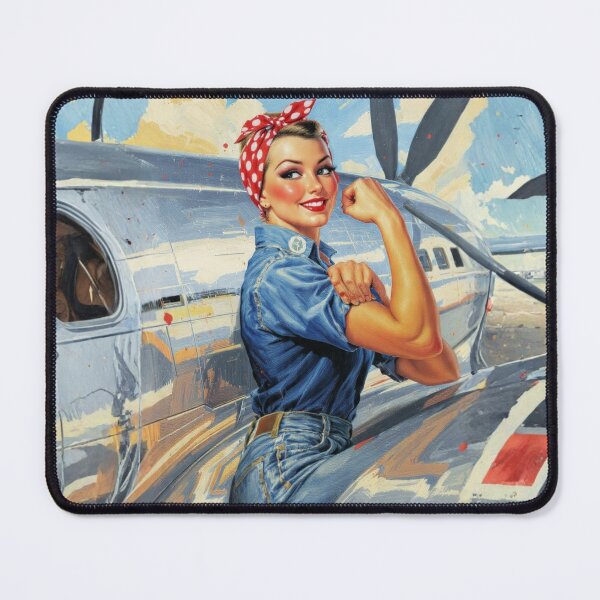 Item preview, WWII Aviator Pin-up - Iconic "Rosie" Style Painterly Design  designed and sold by SunPeachRetro.