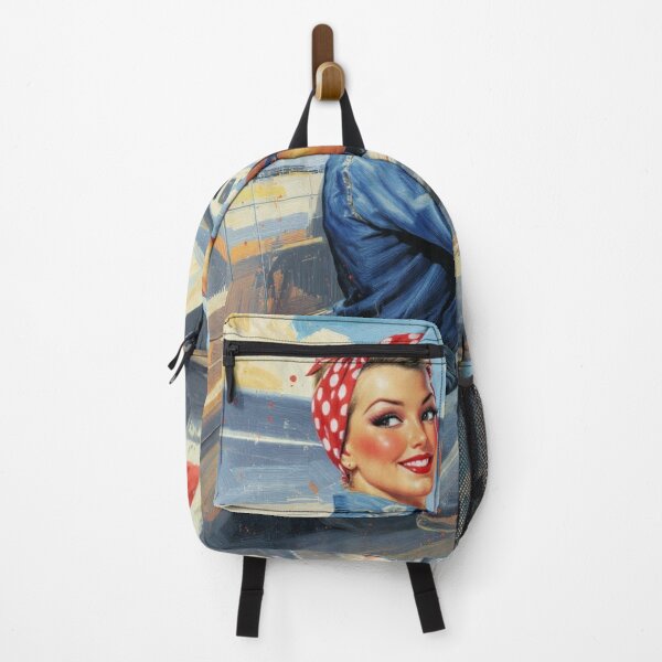 Item preview, WWII Aviator Pin-up - Iconic "Rosie" Style Painterly Design designed and sold by SunPeachRetro.