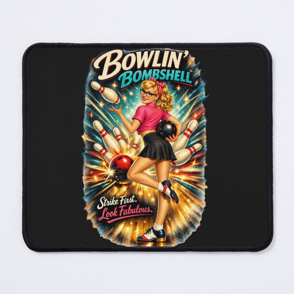 Item preview, Bowlin’ Bombshell – Retro Bowling Pin-Up Shirt designed and sold by CrazyGirlllc.