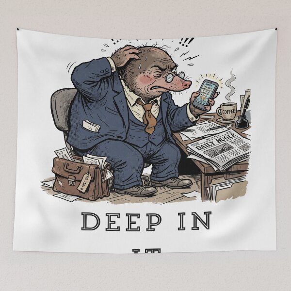 Item preview, Deep In It – Retro Cartoon Stressed Mole Business designed and sold by The-Under.