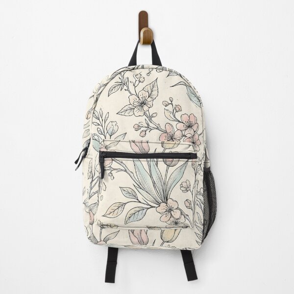 Item preview, Vintage Botanical Floral Line Art Pattern with Pastel Tulips designed and sold by FestivityFinds.