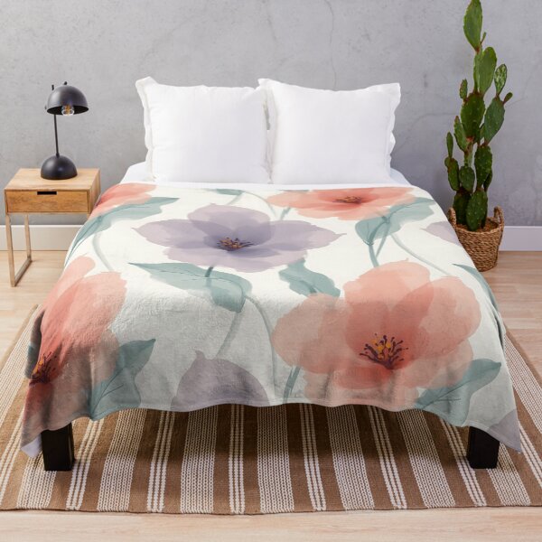 Artikelvorschau, Pastellfarbenes Aquarell-Blumenmuster mit Korallen- und Lavendelblüten entworfen und verkauft von FestivityFinds.