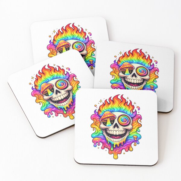 Item preview, Psychedelic Flaming Skull Trippy Rainbow Sticker designed and sold by octozap.