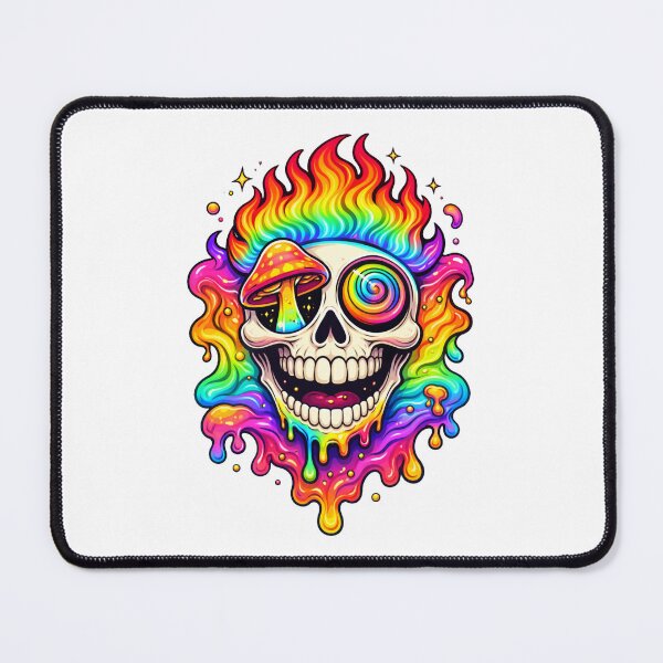 Item preview, Psychedelic Flaming Skull Trippy Rainbow Sticker designed and sold by octozap.