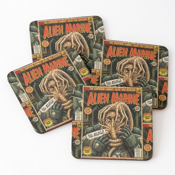 Item preview, Alien Marine Gaming Horror Vintage Comic Cover Art designed and sold by Back2Collage.
