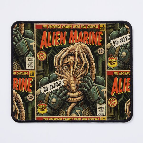 Item preview, Alien Marine Gaming Horror Vintage Comic Cover Art designed and sold by Back2Collage.