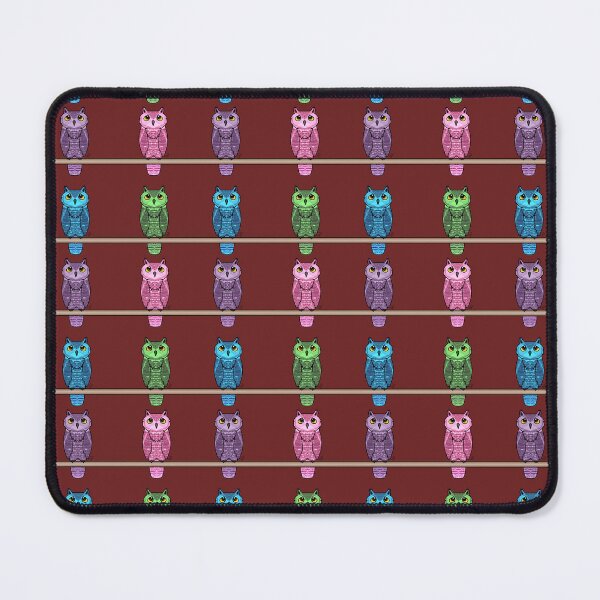 Item preview, Four Colorful Owls Perched Pattern Purple Pink Blue Green designed and sold by lilpoltergeist.