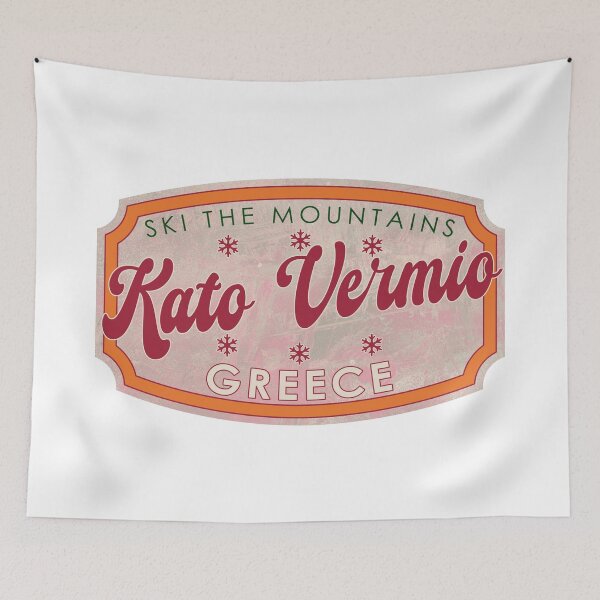 Item preview, Kato Vermio, Greece, Ski, textured skiing badge designed and sold by Wanderful-roads.
