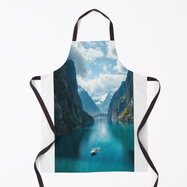 Item preview, Boat Cruising Through a Scenic Mountain Fjord designed and sold by Vida e Arte.